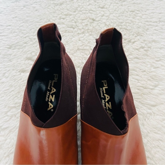 Plaza Handmade 2 Tone Leather/Elastic Fabric Slide On Chukka Boots Size 9.4 M main image 8